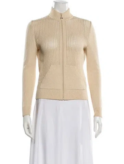 Pre-owned St John Wool Mock Neck Sweater In Neutral