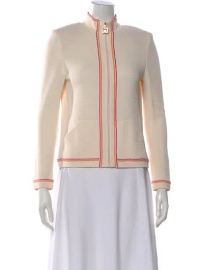 Pre-owned St John Wool Mock Neck Sweater In Neutral
