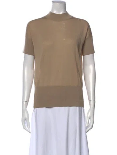Pre-owned St John Wool Mock Neck Sweater In Neutrals