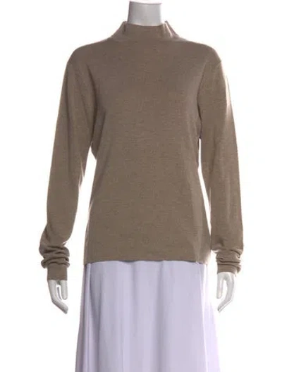 Pre-owned St John Wool Mock Neck Sweater In Neutrals