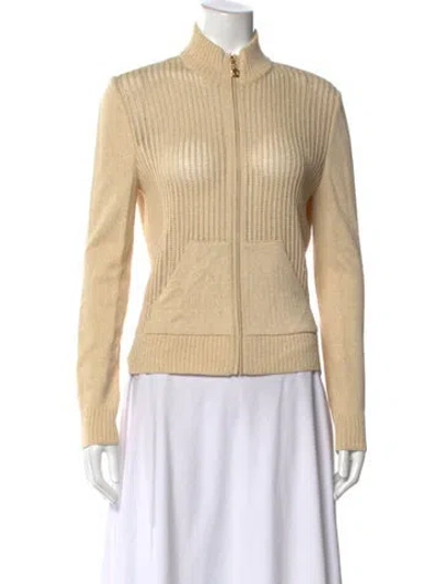 Pre-owned St John Wool Mock Neck Sweater In Neutrals