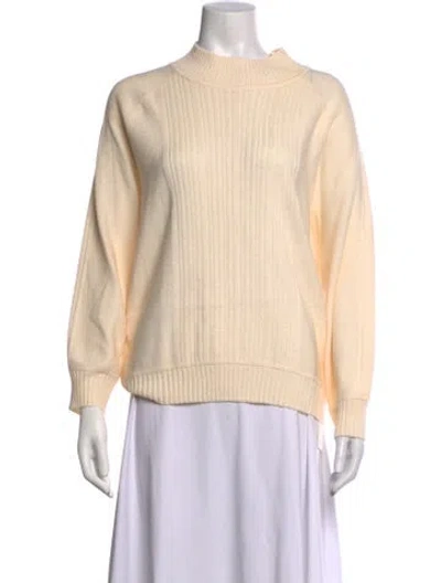 Pre-owned St John Wool Mock Neck Sweater In Neutrals