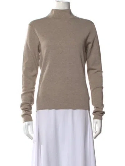 Pre-owned St John Wool Mock Neck Sweater In Neutrals
