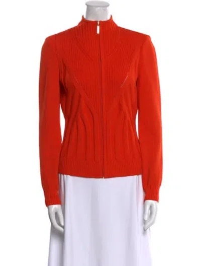 Pre-owned St John Wool Mock Neck Sweater In Orange