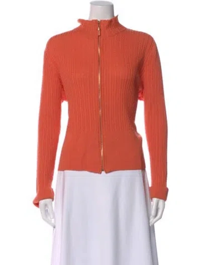 Pre-owned St John Wool Mock Neck Sweater In Orange