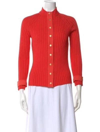 Pre-owned St John Wool Mock Neck Sweater In Orange