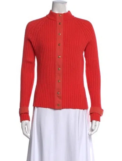 Pre-owned St John Wool Mock Neck Sweater In Orange