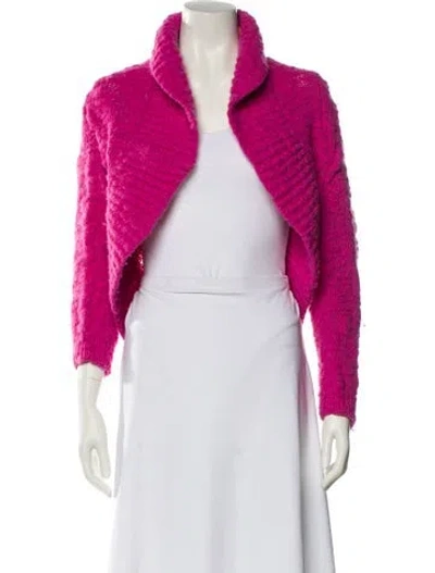 Pre-owned St John Wool Mock Neck Sweater In Pink