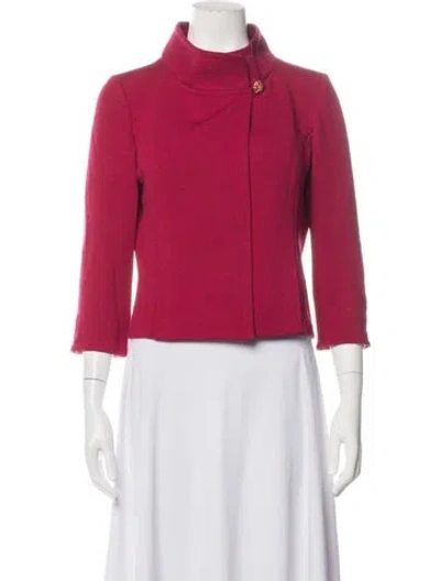 Pre-owned St John Wool Mock Neck Sweater In Pink