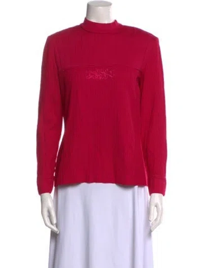 Pre-owned St John Wool Mock Neck Sweater In Red