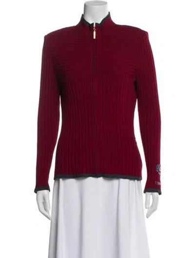 Pre-owned St John Wool Mock Neck Sweater In Red