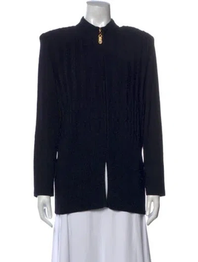 Pre-owned St John Wool Mock Neck Sweater W/ Tags In Black