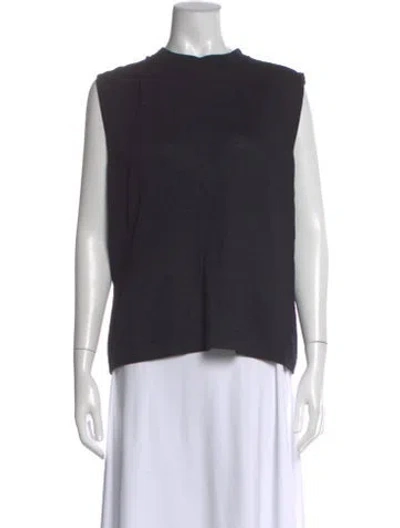 Pre-owned St John Wool Mock Neck Top In Black