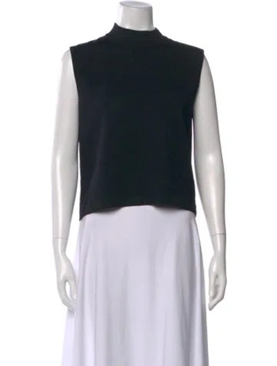 Pre-owned St John Wool Mock Neck Top In Black