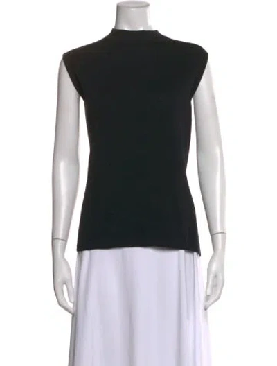 Pre-owned St John Wool Mock Neck Top In Black
