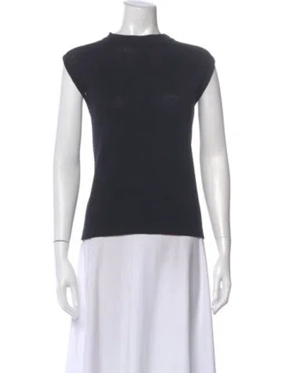 Pre-owned St John Wool Mock Neck Top In Blue