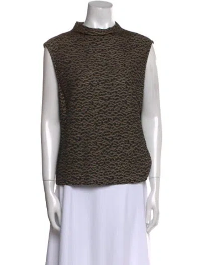 Pre-owned St John Wool Mock Neck Top In Brown