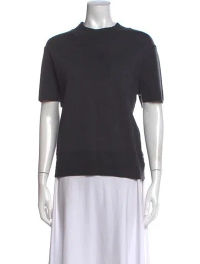 Pre-owned St John Wool Mock Neck Top In Gray