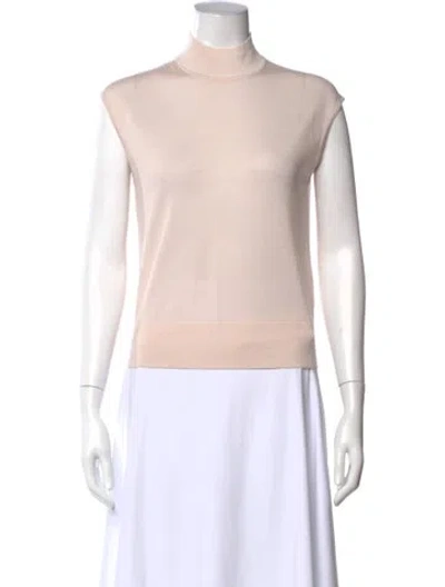 Pre-owned St John Wool Mock Neck Top In Neutral