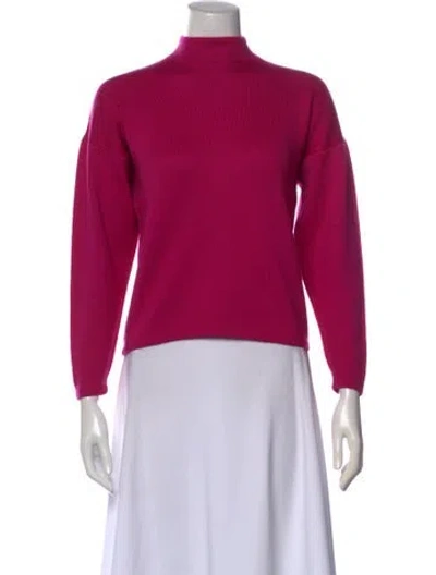 Pre-owned St John Wool Mock Neck Top In Pink