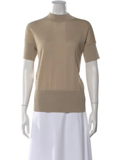 Pre-owned St John Wool Mock Neck Top W/ Tags In Neutral