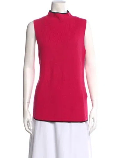 Pre-owned St John Wool Mock Neck Top W/ Tags In Pink