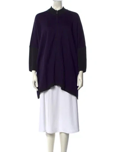 Pre-owned St John Wool Mock Neck Tunic In Purple