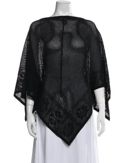 Pre-owned St John Wool Off-the-shoulder Sweater In Black