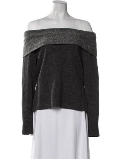 Pre-owned St John Wool Off-the-shoulder Sweater In Black