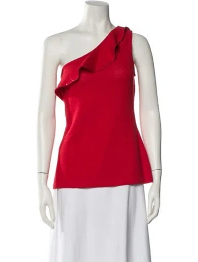 Pre-owned St John Wool One-shoulder Top W/ Tags In Red