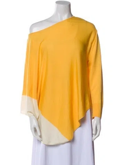 Pre-owned St John Wool One-shoulder Tunic W/ Tags In Yellow