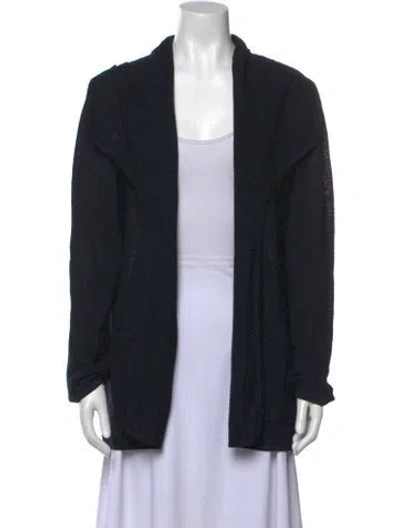 Pre-owned St John Wool Open Front Sweater In Black