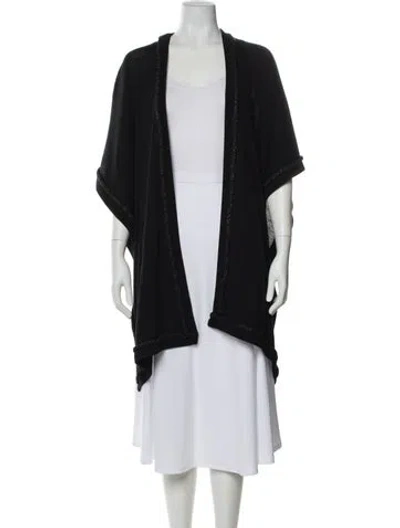 Pre-owned St John Wool Open Front Sweater In Black
