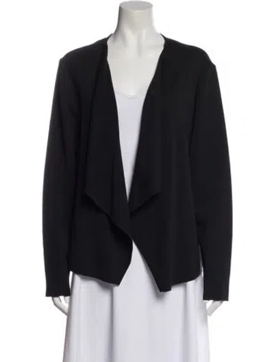Pre-owned St John Wool Open Front Sweater In Black