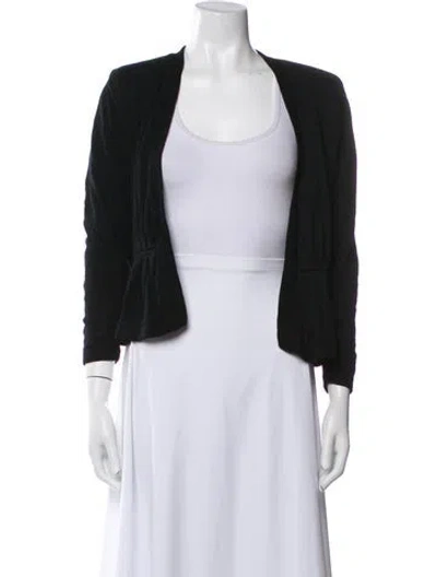 Pre-owned St John Wool Open Front Sweater In Black