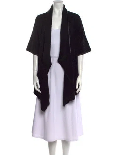 Pre-owned St John Wool Open Front Sweater In Black