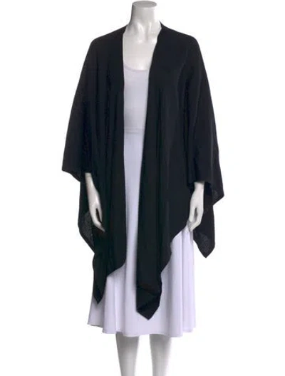 Pre-owned St John Wool Open Front Sweater In Black