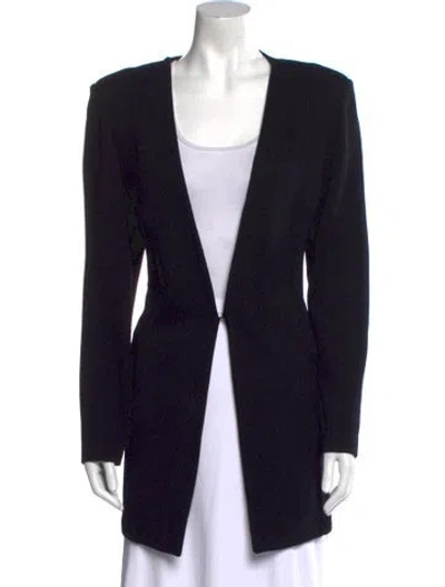 Pre-owned St John Wool Open Front Sweater In Black