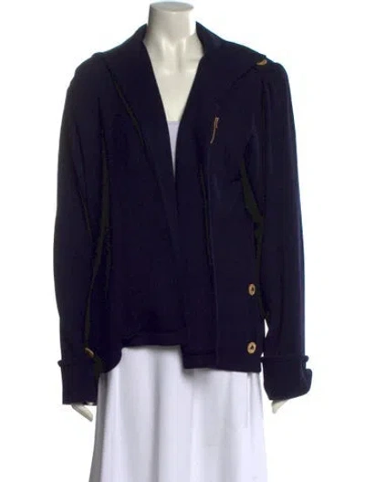 Pre-owned St John Wool Open Front Sweater In Black