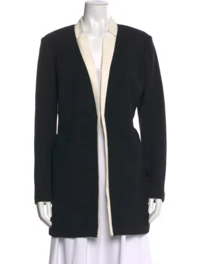 Pre-owned St John Wool Open Front Sweater In Black