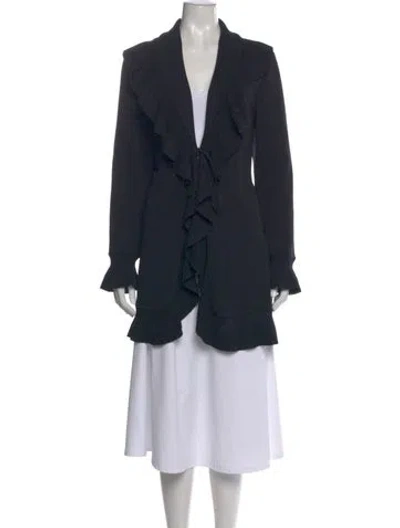 Pre-owned St John Wool Open Front Sweater In Black
