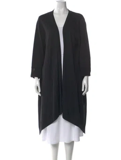 Pre-owned St John Wool Open Front Sweater In Black