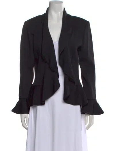 Pre-owned St John Wool Open Front Sweater In Black