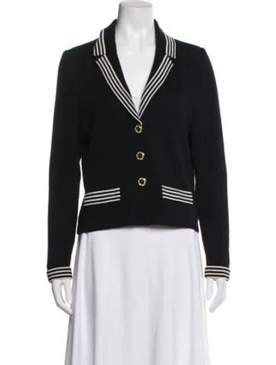 Pre-owned St John Wool Open Front Sweater In Black