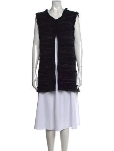 Pre-owned St John Wool Open Front Sweater In Black