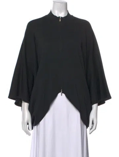 Pre-owned St John Wool Open Front Sweater In Black