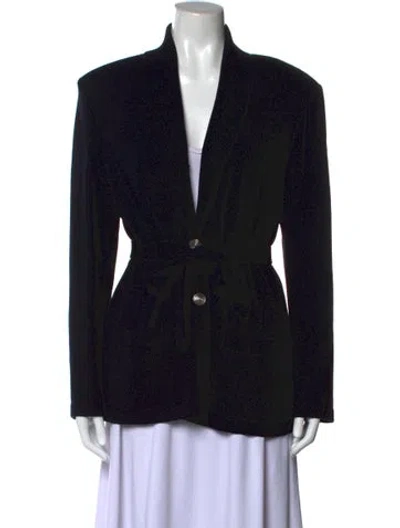 Pre-owned St John Wool Open Front Sweater In Black