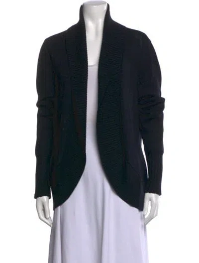 Pre-owned St John Wool Open Front Sweater In Black