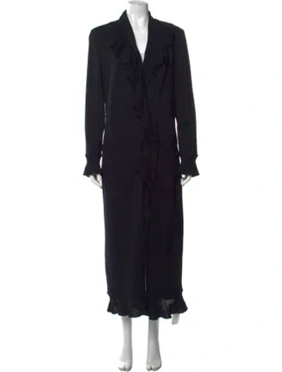 Pre-owned St John Wool Open Front Sweater In Black