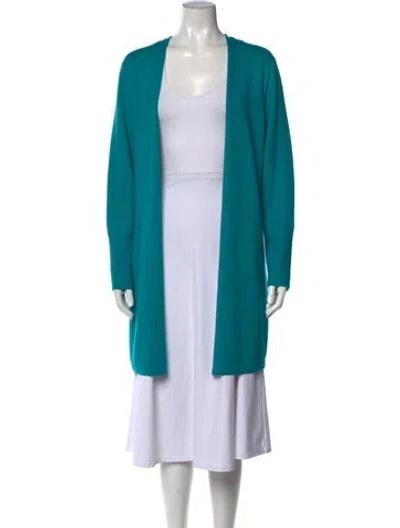 Pre-owned St John Wool Open Front Sweater In Blue